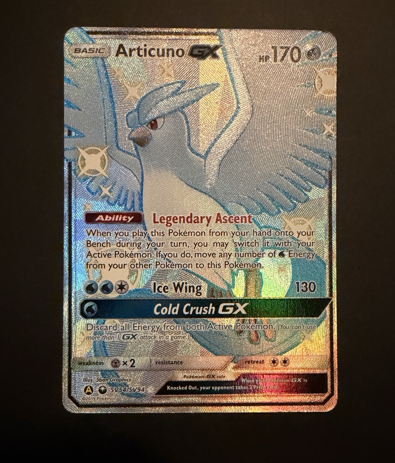 Articuno GX Holo SV54/SV94 NM Hidden Fates: Shiny Vault Pokemon Card