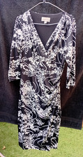 Ronni Nicole faux wrap black/white patterned dress, Stretch, Size 12