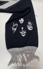 KISS Band Knit Scarf Black Silver Logo Face Icons Metallic Fringe Unisex — photo 3