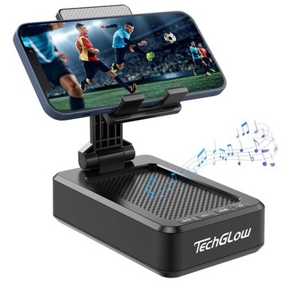 TechGlow Gifts for Men Foldable Cellphone Stand with Bluetooth Speaker Black