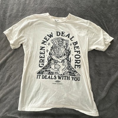 The Green New Deal Shirt Adult Large Cream Grim Reaper Graphic Tee Environment