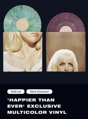 Billie Eilish Happier Than Ever Recycled from First Edition Colored Vinyl LP