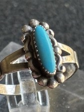 Vintage Southwestern WM CO Wheeler Sterling Silver Turquoise Ring Size 7.5