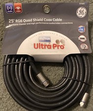 GE ULTRA PRO 87666 25' RG6  Quad Shield Coax Cable Free Shipping
