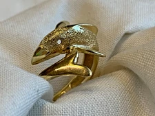14K Yellow Gold Dolphin Ring 4.08g Fine Jewelry Size 6 Band Ocean Life *READ*
