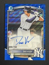 DAX KILBY /150 1ST BLUE REFRACTOR ONCARD AUTO AUTOGRAPH 2025 BOWMAN DRAFT CHROME