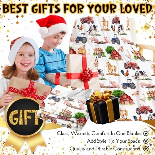 Manta de bebé de animales de granja, manta neutral para bebé de granero de granja para niño  Foto 3 de 4