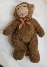 Russ Berrie Jimby Plush Monkey 10" Brown/Tan Poseable Unjointed Faux Mohair