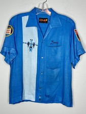 Nat Nast Men's Size M Medium Blue Vintage Bowling Shirt