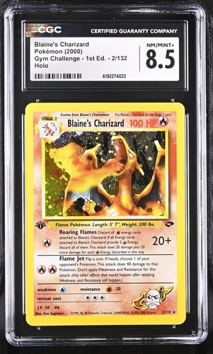 Blaine's Charizard (1st Edition) graded CGC 8.5 for sale on eBay