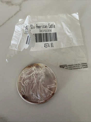 2002 1 oz Silver American Eagle Uncirculated Coin Littleton, Co opened