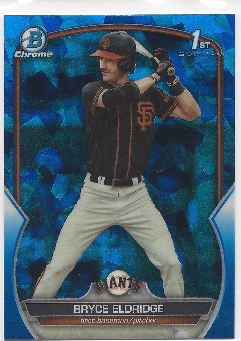 (1004) BRYCE ELDRIDGE 2023 BOWMAN CHROME SAPPHIRE 1ST RC #BDC-107 ROOKIE GIANTS