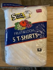 2001 NOS Mens 5 Pack Fruit of the Loom White Crew Neck T-Shirts XL 46-48  NIP