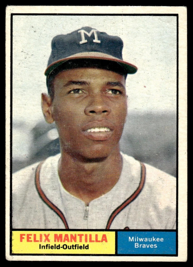 1961 Topps Baseball Card Felix Mantilla Milwaukee Braves #164 EX