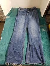 Aeropostale Jeans Size 6 Womens Blue Cotton Pants Fray Hem High Rise Wide Leg