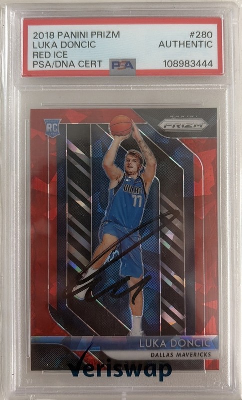 2018 Panini Prizm #280 Luka Doncic Red Ice Rookie Auto PSA Authentic READ
