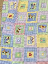 Vintage Winnie the Pooh Crib Fitted Sheet Piglet Tigger Eeyore Letters Toddler
