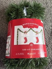 Wondershop 18ft LED Lit Garland WARM WHITE Lights Christmas Indoor/Outdoor