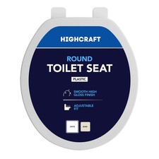 W1TSPR Round Plastic Toilet Seat with Adjustable Hinge, White