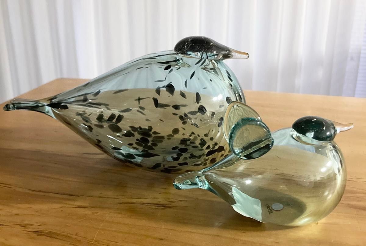 Iittala Birds by Oiva Toikka Mother & Baby Glass Figurine 2