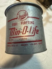 Vintage FRABILL'S MIN-O-LIFE Galvanized Metal Floating Minnow Bucket #1480