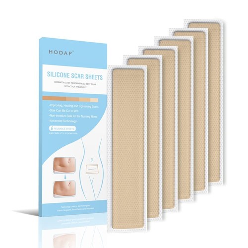 Advanced Silicone Scar Sheets, Soften & Flattens Scars, 4 Reusable Sheets
