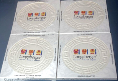 Longaberger RARE Cancun Incentive Trip Set of 4 Stone/Cork Coasters-NEW!!!