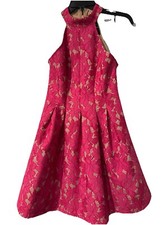 Lulu's Season of Love Halter Skater Dress Size S Fuchsia Floral Lace