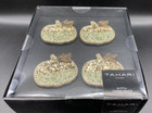 TAHARI Napkin Rings (Set of 4) PUMPKINS GREEN BROWN FALL BEADED  NEW IN BOX