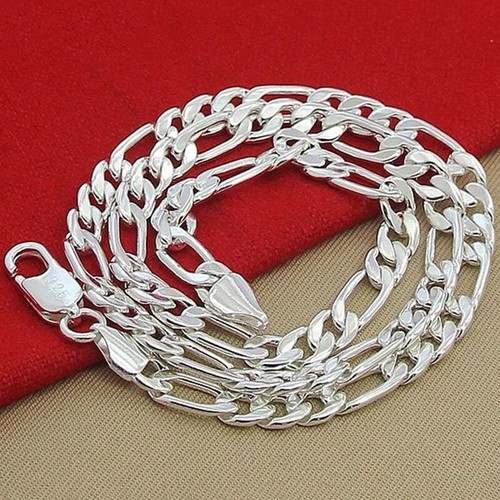 Premium 925 Sterling Silver Face Chain Necklace - Solid, Heavy Cuban Curb Design - Picture 10 of 24