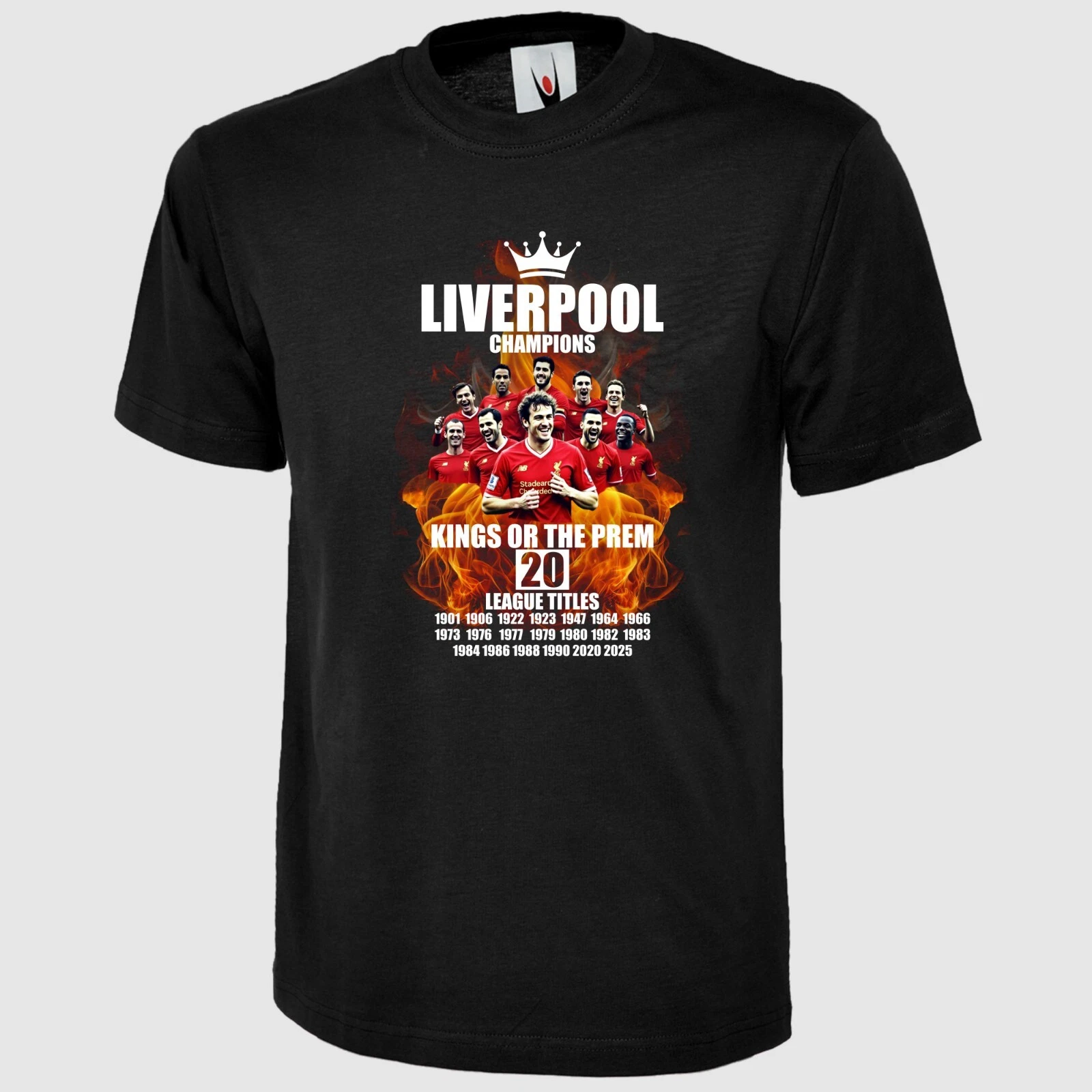 Liverpool Champions T Shirt Printed 20 Times League Winners Men Regular Fit Top