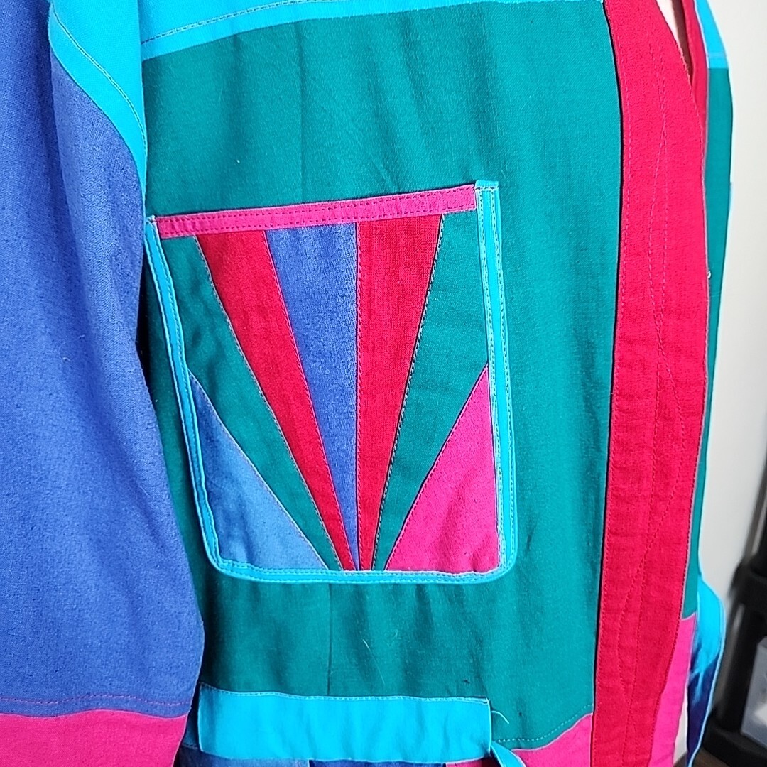 1990s Colorful Jacket Patchwork Convertible to To… - image 5