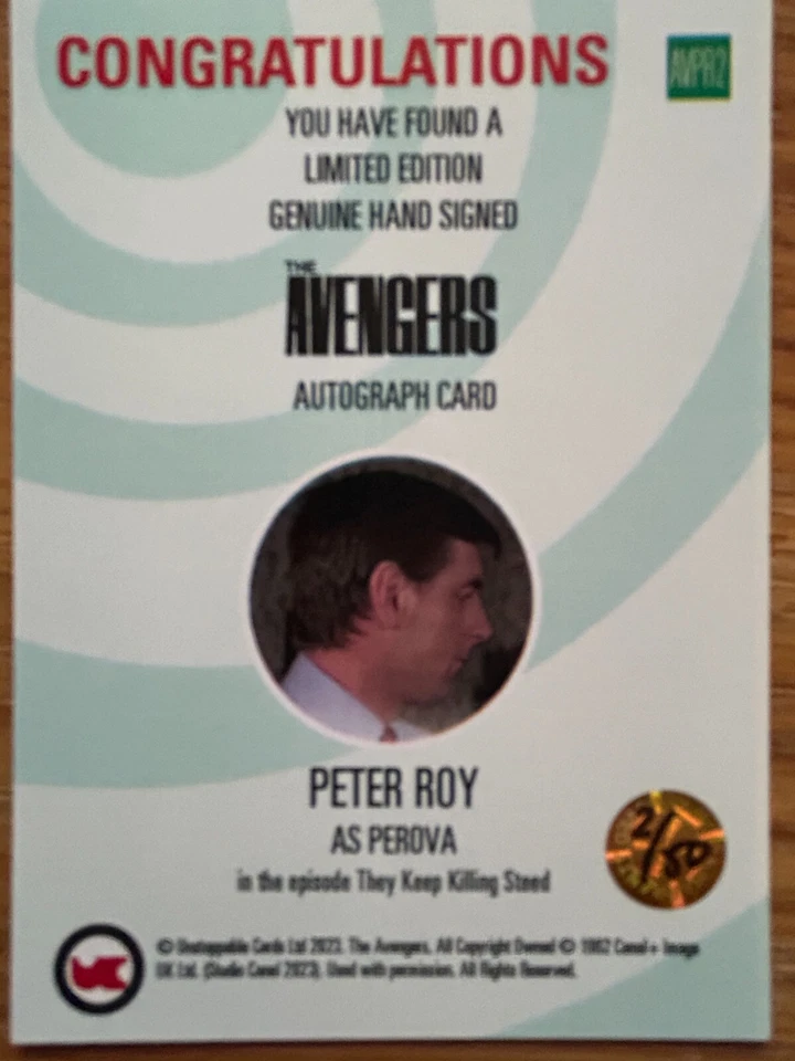 AVENGERS COMPLETE COLLECTION SERIES 3: AUTOGRAPH CARD: PETER ROY AVPR2 XX/50 - Image 2 of 2