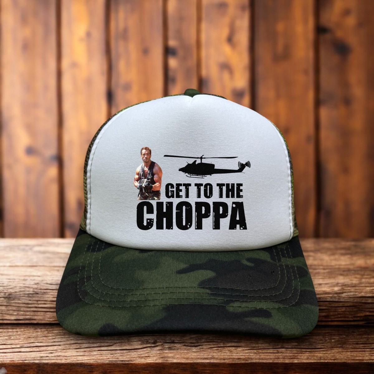 Predator Get To The Choppa Mens Trucker Hat Camo Snapback Arnold
