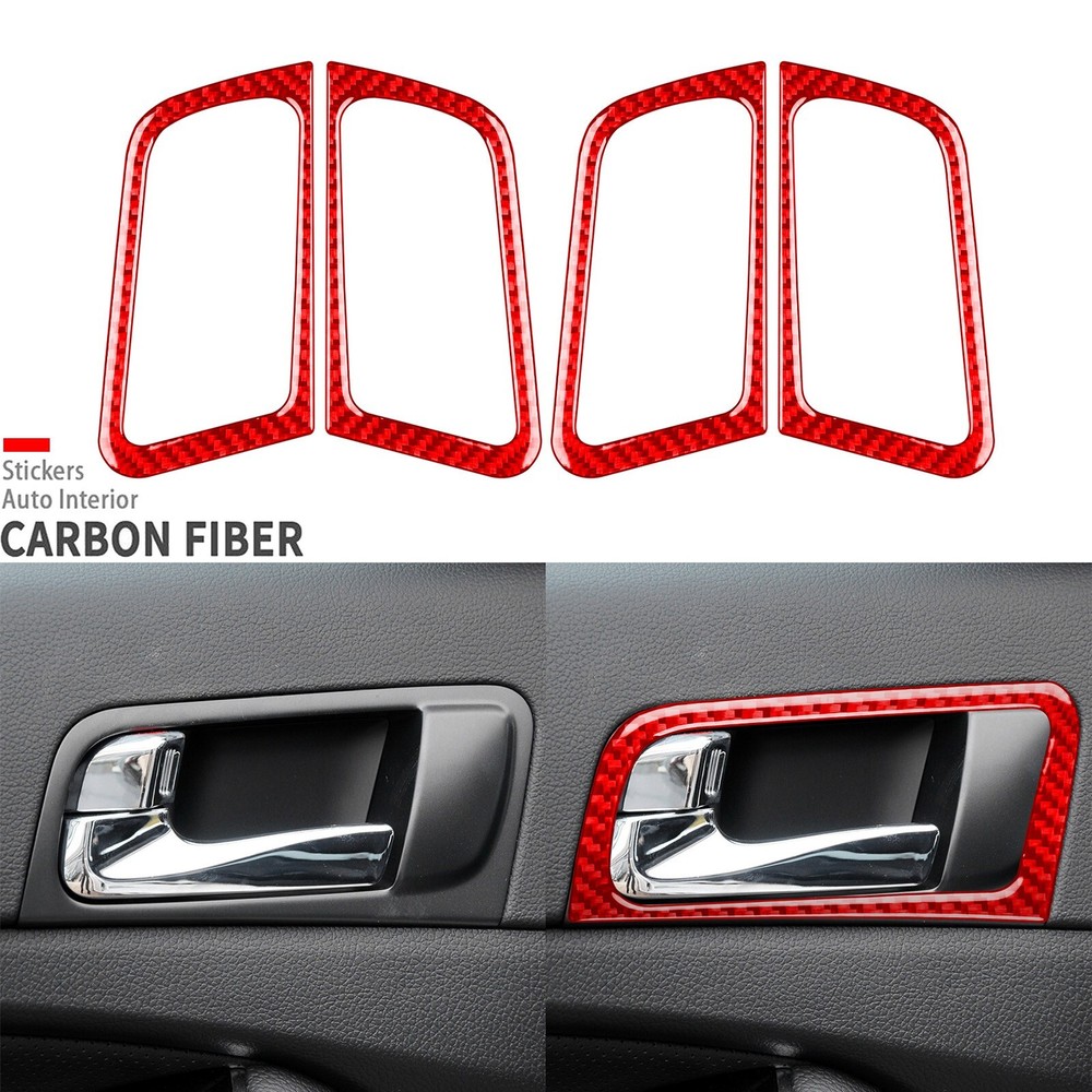 4Pcs Red Carbon Fiber Interior Door Handle Cover Trim For Kia Optima K5 2011-15