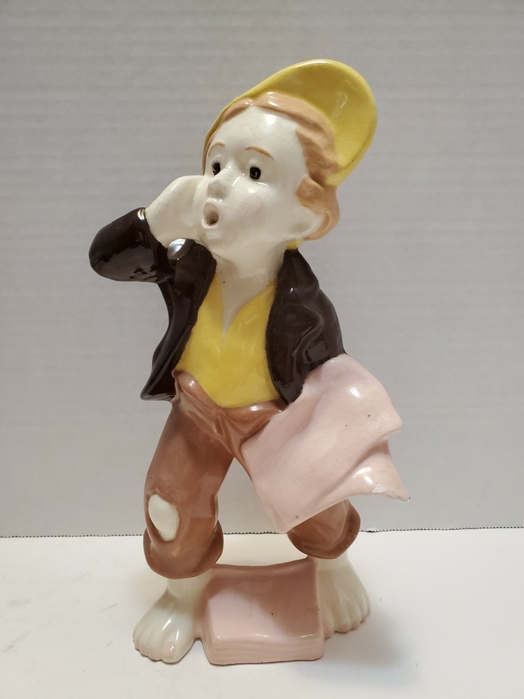 Vintage Ceramic Barefoot Paper Boy Figurine