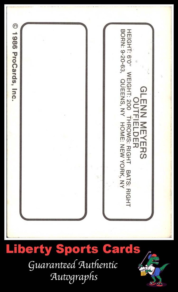 1986 ProCards Glenn Meyers #GlME Authentic Autographed Card Quad