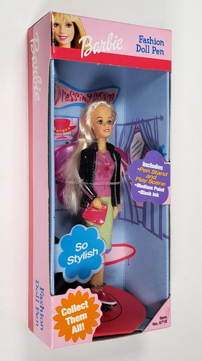 VINTAGE BARBIE FASHION DOLL PEN W/ STAND ROSE ART 5
