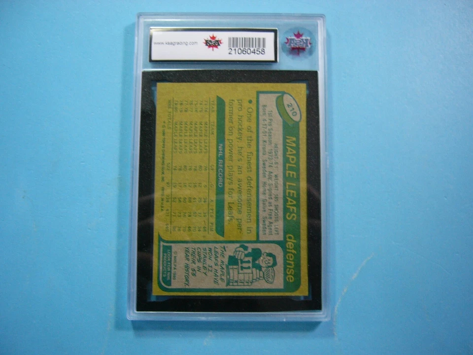 1980/81 TOPPS NHL HOCKEY CARD #210 BORJE SALMING KSA 9.5 NGM SHARP+ 80/81 TOPPS - Image 2 of 2