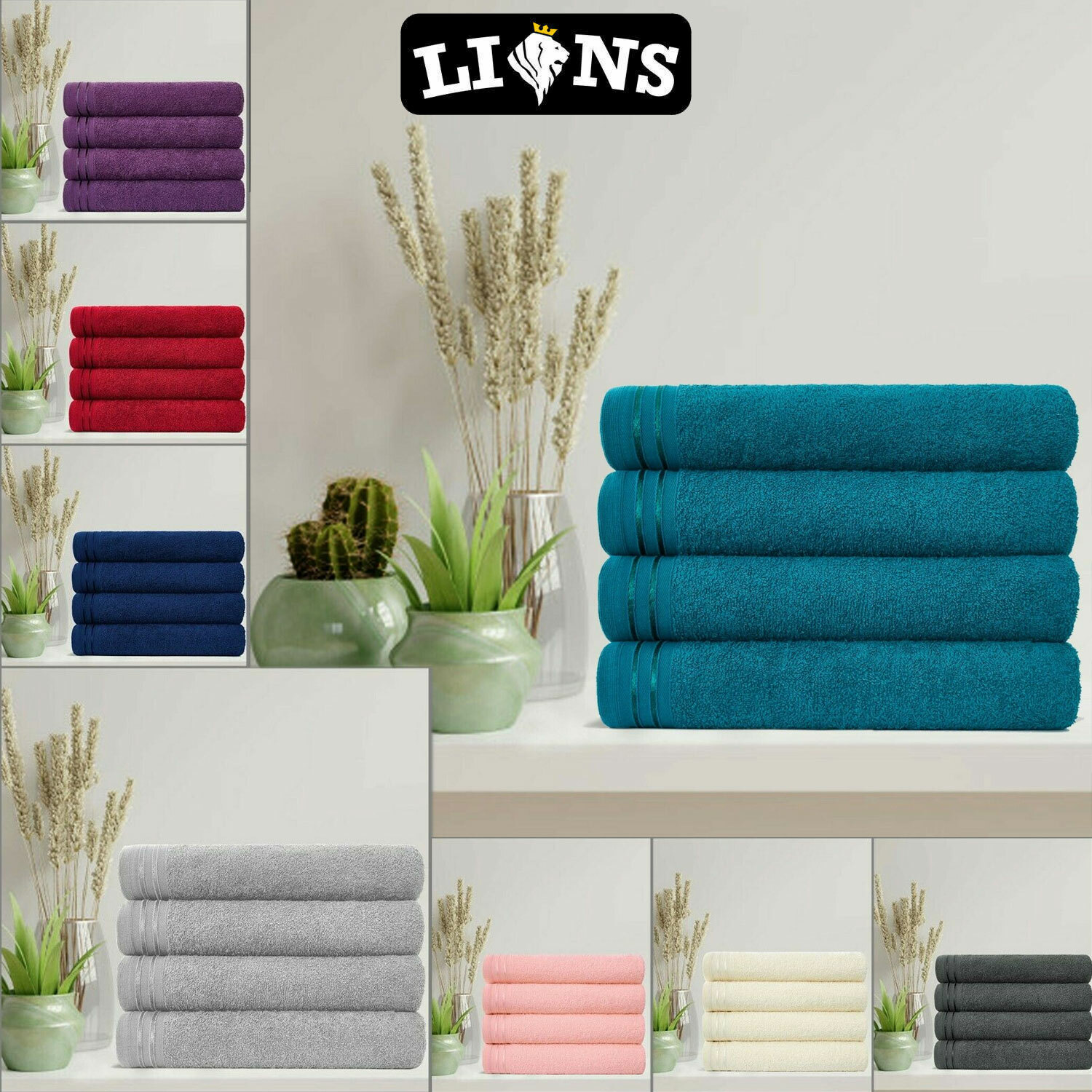 WILSFORD HAND TOWEL Hotel Quality Pack 4 Bale Set 100 Egyptian Cotton