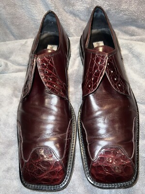 Paolo De Marco Crocodile Oxford Dress Shoes Paolo De Marco Oxford Derby Men 11.5M Shoes Red Leather  main image 2
