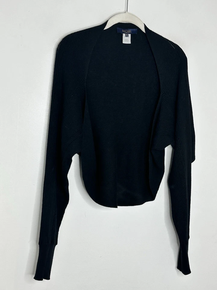 Cárdigan abierto Rachel Roy para mujer negro cocoon manga Dolman suéter talla M Foto 2 de 4