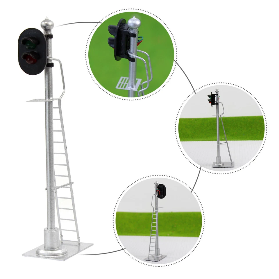 2pcs O Scale 1:43 Model Railway Signals Green Red Block Signal with Ladder - Image 3 of 4