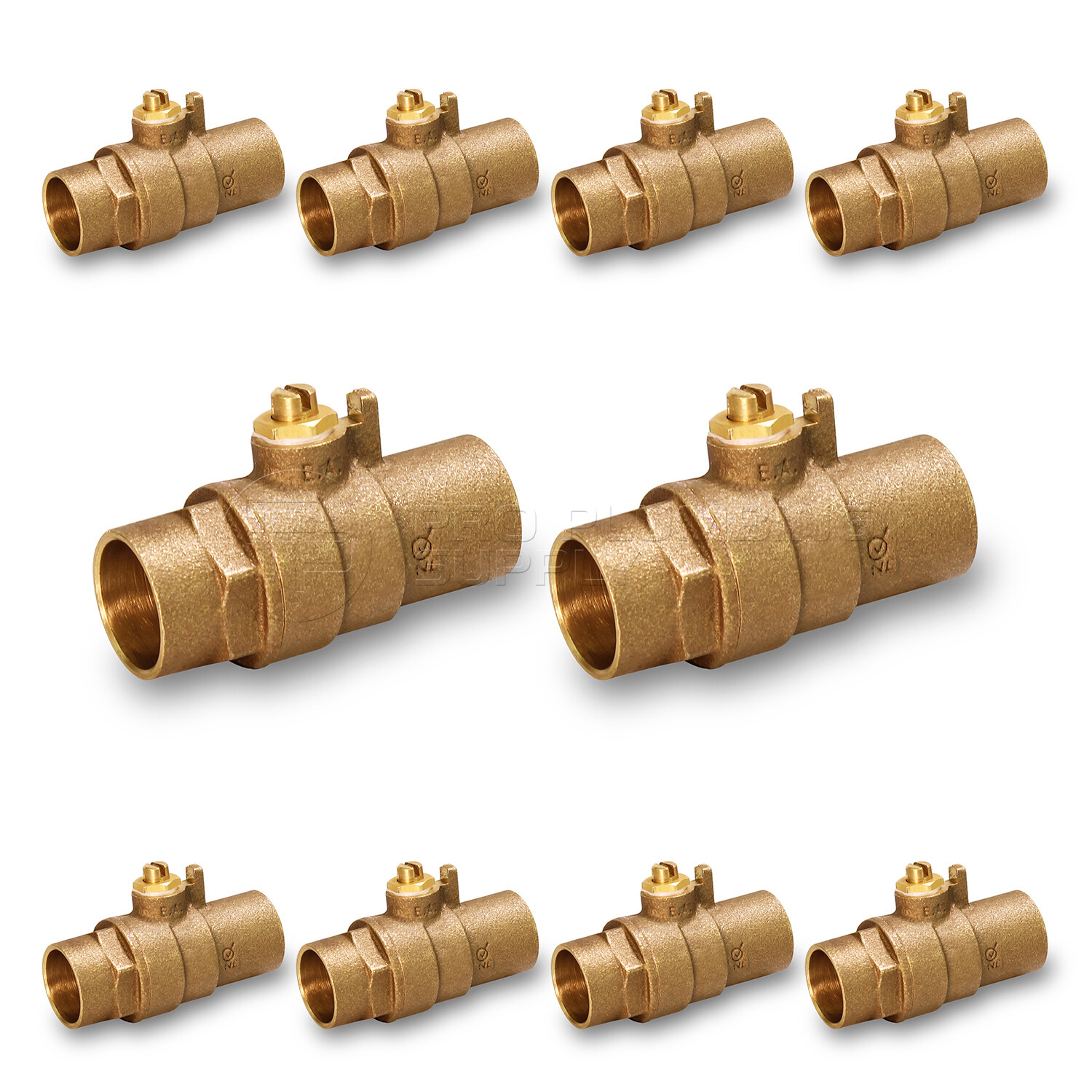 Midline Valve Brass Ball Valve with Screwdriver Slotted Handle, with Sweat Joint