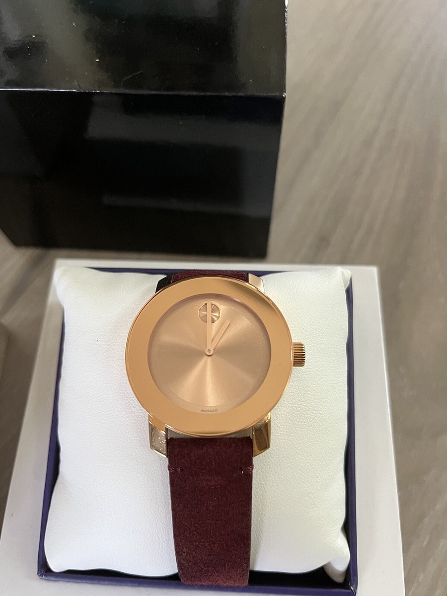 Rose Gold Movado Watch: Bold Iconic Suede Strap Watch, 36mm  display picture 1