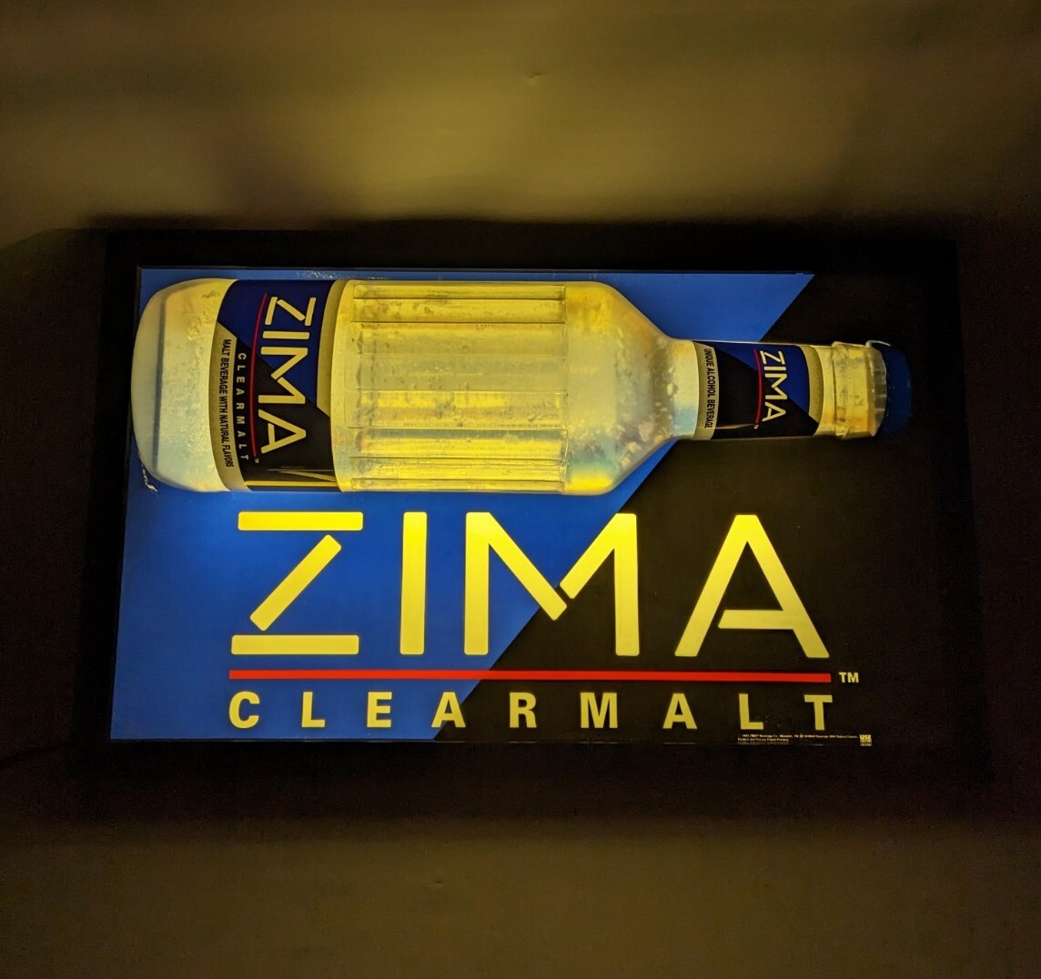 v3D 1992 ZIMA Clearmalt Lighted Bar Sign malt liquor beer advertisement