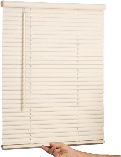 Cordless Mini Blind, 1" Vinyl Slats, 32" Wide x 305" Long - Alabaster, Window Bl