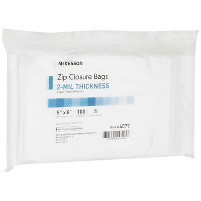 MCK-Reclosable Bag McKesson 5 X 8 Inch Polyethylene Clear Zipper Closure