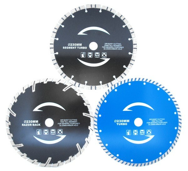 Disque diamant 230 mm meuleuse turbo et razor back haute longévité