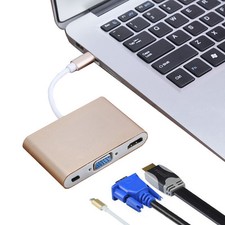 Type C to HDMI VGA USB-C Charging Adapter Video Converter for Macbook PC to TV